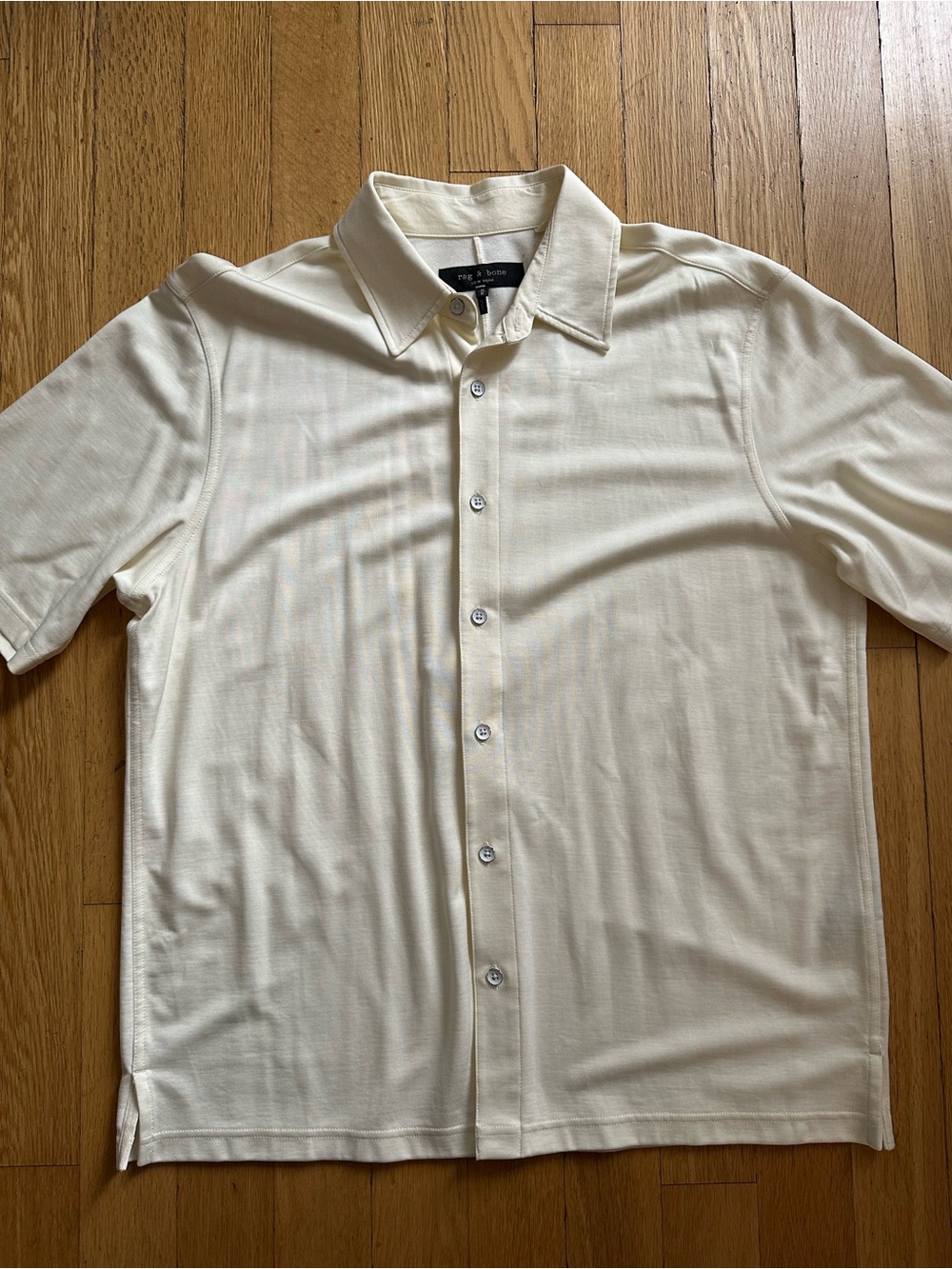 NWOT rag & bone Men's Cream Short-Sleeve Button Shirt